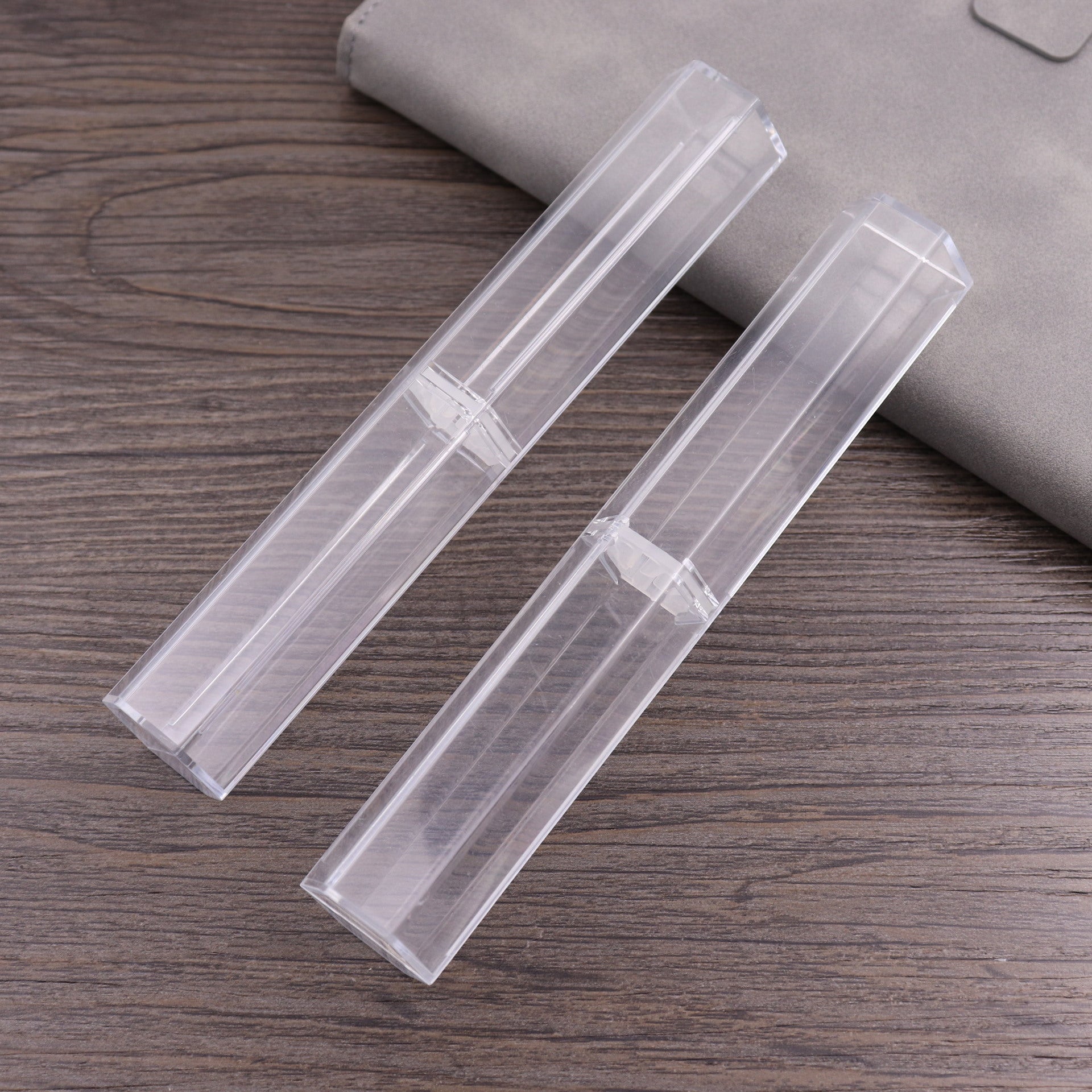 Caja de regalo de pluma rectangular de cilindro transparente de plástico de plástico al por mayor